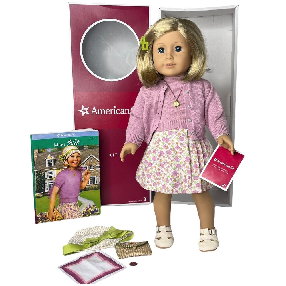 American Girl Kit Doll Meet Outfit Accessories Necklace Coin Hat Purse Barrette